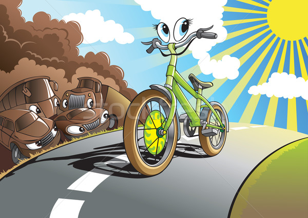 排気 笑みを浮かべて 自転車 道路 ガソリン ストックフォト © ensiferrum