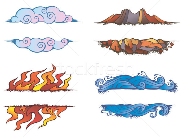 Elementos Naturais - Fogo, água, Ar E Terra Ilustração do Vetor