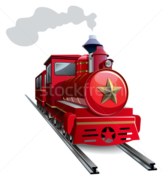 Stok fotoğraf: Kırmızı · lokomotif · eski · altın · star