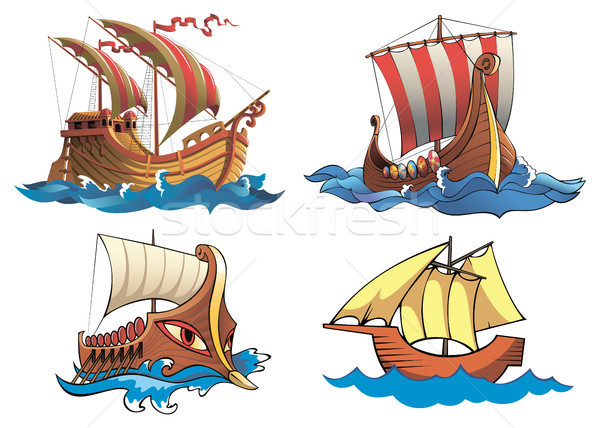 Hajók négy különböző eredet víz tenger Stock fotó © ensiferrum