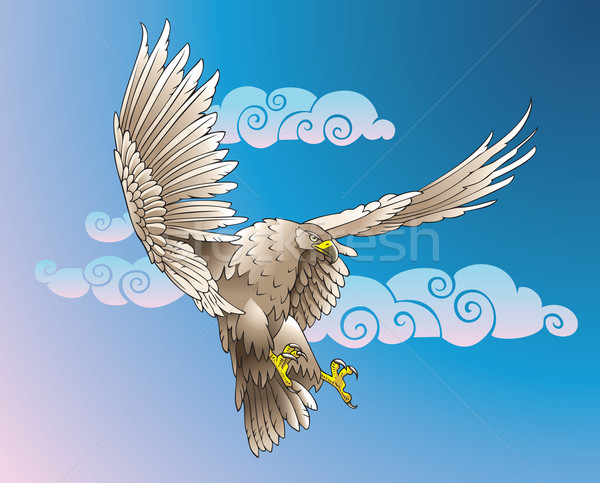 Flying орел большой крыльями борющийся ветер Сток-фото © ensiferrum