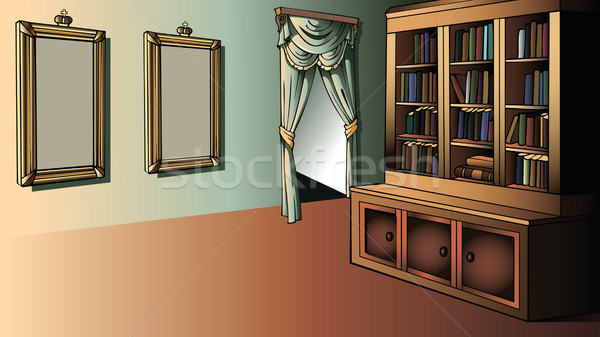 Mic bibliotecă palat cameră pictura hol Imagine de stoc © ensiferrum