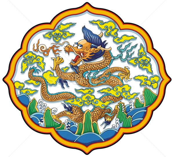 Китайский дракон облака волны элемент дизайна силуэта Сток-фото © ensiferrum