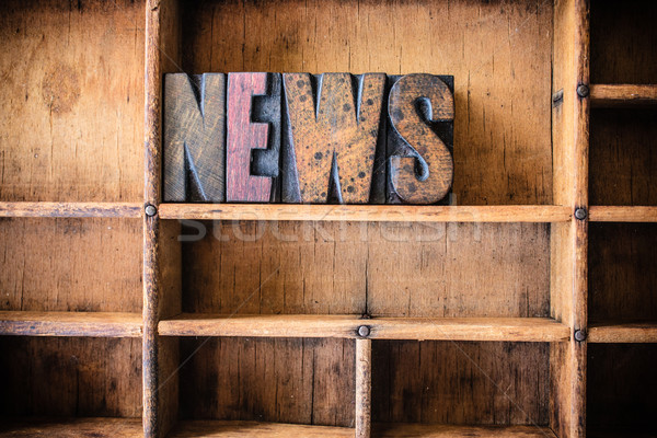 News Concept Wooden Letterpress Theme Stock photo © enterlinedesign
