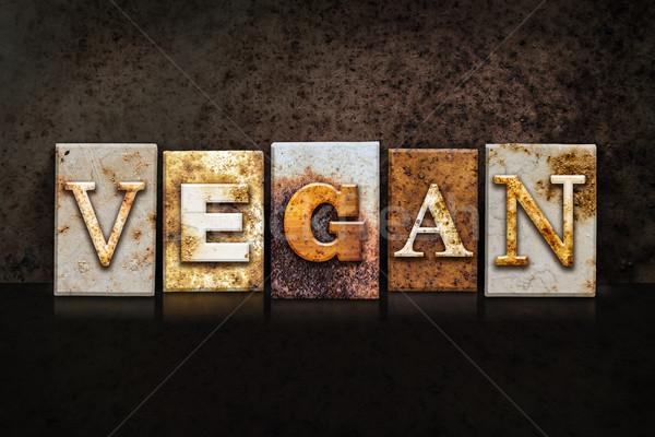 Veganistisch donkere woord geschreven roestige Stockfoto © enterlinedesign