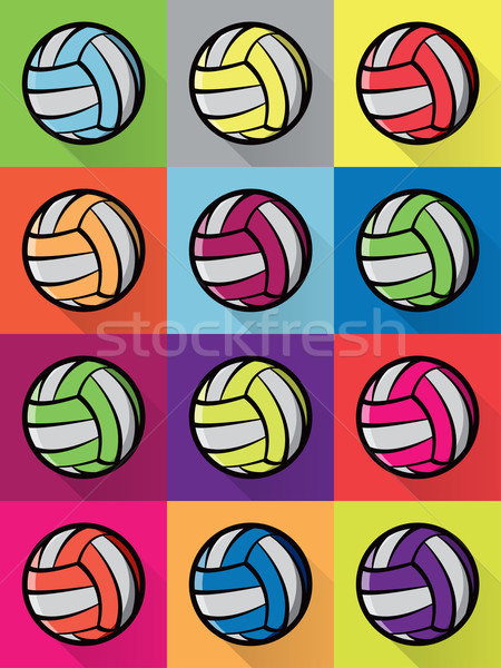 Kleurrijk volleybal iconen illustratie Stockfoto © enterlinedesign