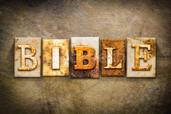 Bible cuir mot écrit rouillée Photo stock © enterlinedesign