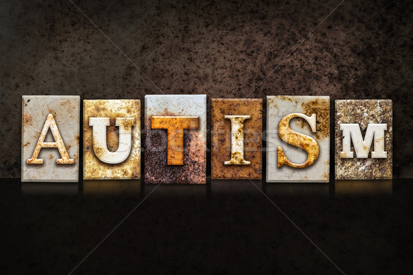 Autizmus magasnyomás sötét szó írott rozsdás Stock fotó © enterlinedesign