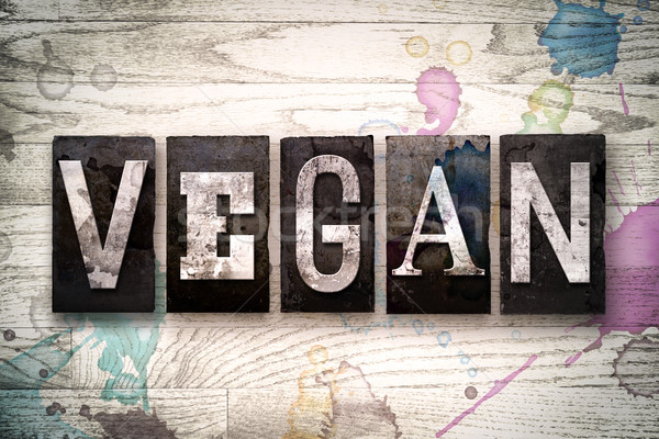 Veganistisch metaal type woord geschreven Stockfoto © enterlinedesign