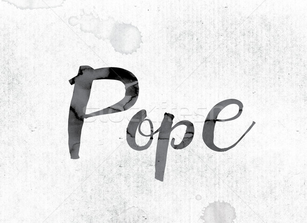 Papież malowany atramentu słowo akwarela biały Zdjęcia stock © enterlinedesign
