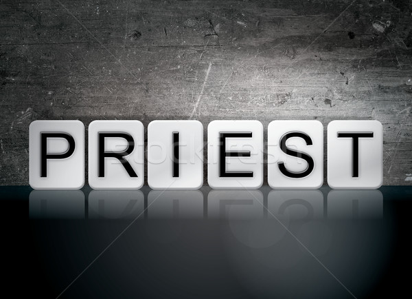 Priester gefliesten Briefe Wort geschrieben weiß Stock foto © enterlinedesign