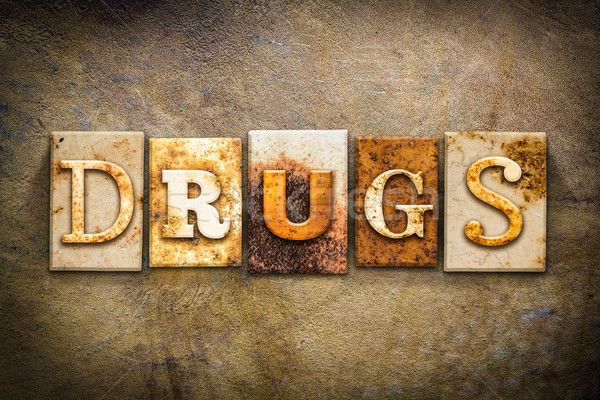 Drugs Concept Letterpress Leather Theme Stock photo © enterlinedesign