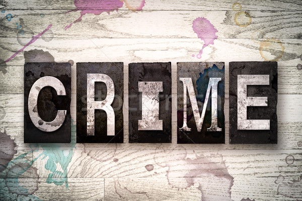Bűnözés fém magasnyomás szó írott Stock fotó © enterlinedesign