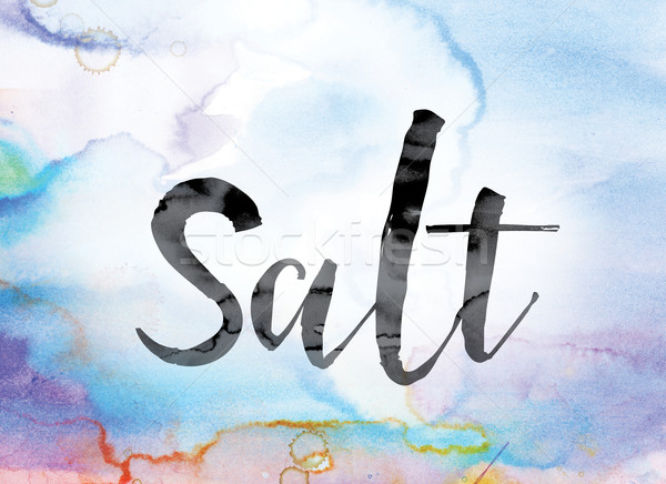 Salt Colorful Watercolor and Ink Word Art Stock photo © enterlinedesign