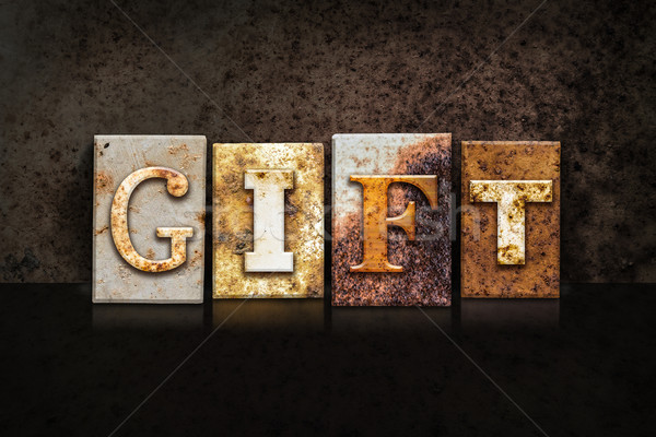 Gift Letterpress Concept on Dark Background Stock photo © enterlinedesign