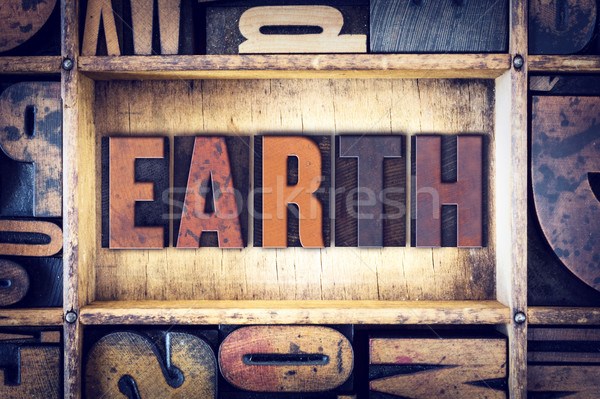 Earth Concept Letterpress Type Stock photo © enterlinedesign