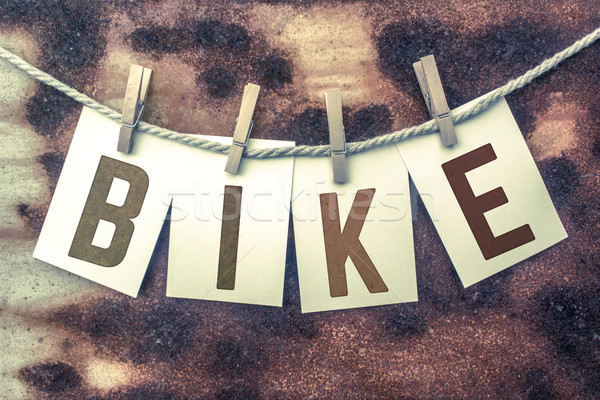 Bike Concept Pinned Stamped Cards on Twine Theme Stock photo © enterlinedesign