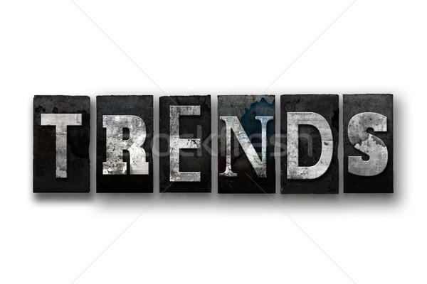 Trends isoliert Buchdruck Typ Wort geschrieben Stock foto © enterlinedesign