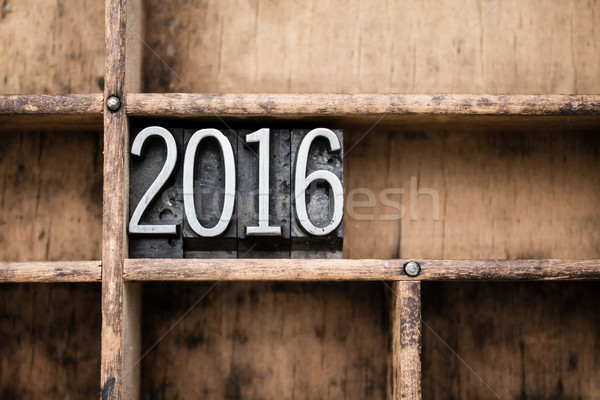 2016 vintage typu szuflada słowo Zdjęcia stock © enterlinedesign