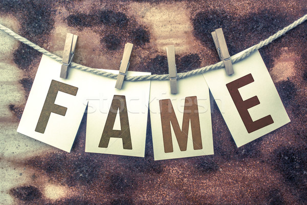 Fame Concept Pinned Stamped Cards on Twine Theme Stock photo © enterlinedesign