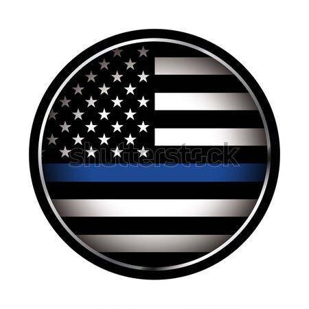 тонкий синий линия полиции поддержки икона Сток-фото © enterlinedesign
