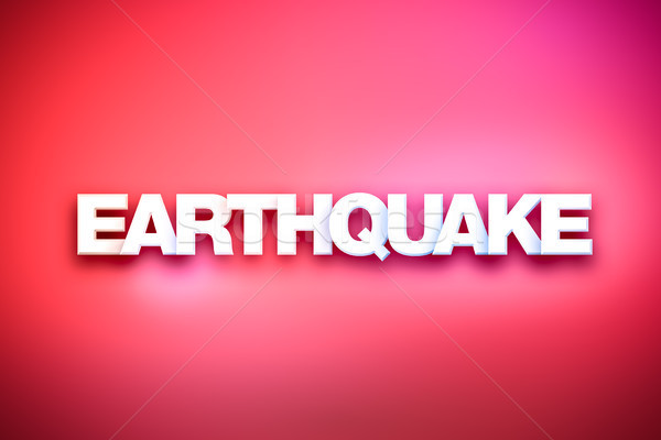 землетрясение слово искусства красочный написанный белый Сток-фото © enterlinedesign