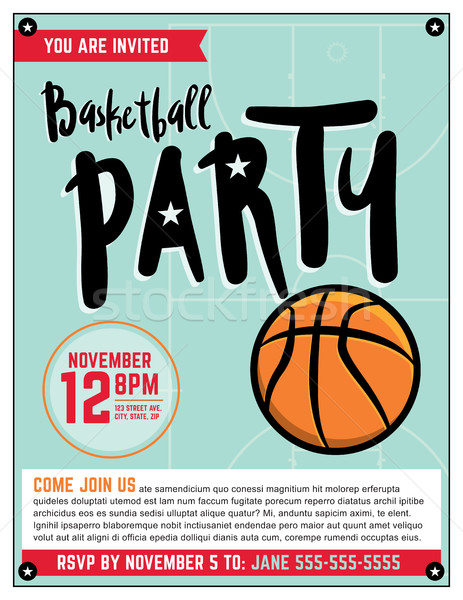 Basketball Party Invitation Template Illlustration Stock photo © enterlinedesign