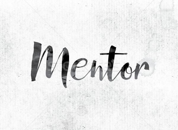 Mentor pintado nosso palavra aquarela branco Foto stock © enterlinedesign