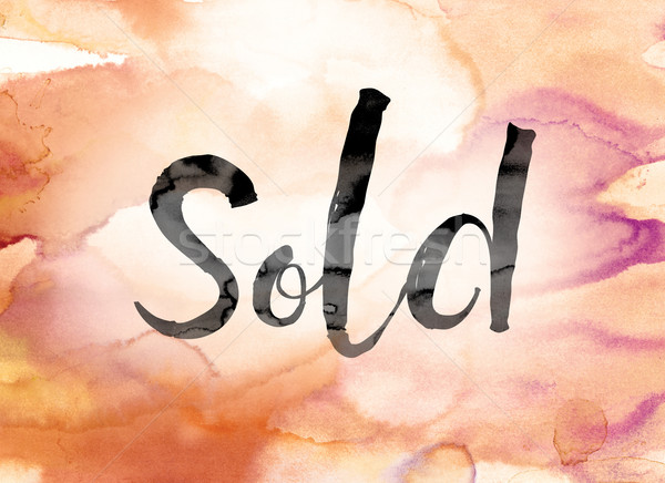Sold Colorful Watercolor and Ink Word Art Stock photo © enterlinedesign