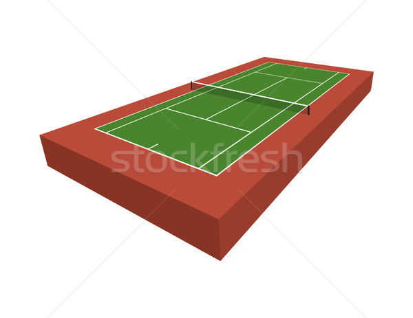 3D campo da tennis illustrazione isolato bianco vettore Foto d'archivio © enterlinedesign