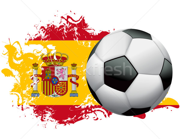 ストックフォト: スペイン · サッカー · グランジ · デザイン · サッカーボール · フラグ