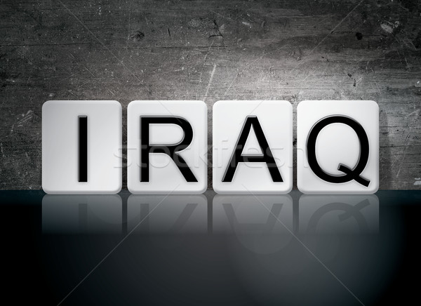 Irak csempézett levelek szó írott fehér Stock fotó © enterlinedesign