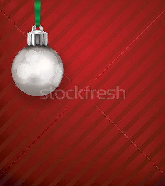 Silver Christmas Holiday Ornament on a Red Pattern Background Il Stock photo © enterlinedesign