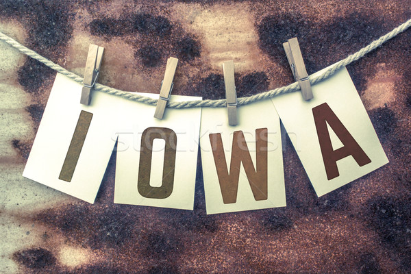 Iowa Concept Pinned Stamped Cards on Twine Theme Stock photo © enterlinedesign