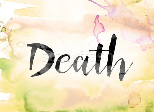 Death Colorful Watercolor and Ink Word Art Stock photo © enterlinedesign