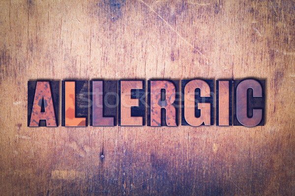 Allergica parola legno scritto vintage Foto d'archivio © enterlinedesign