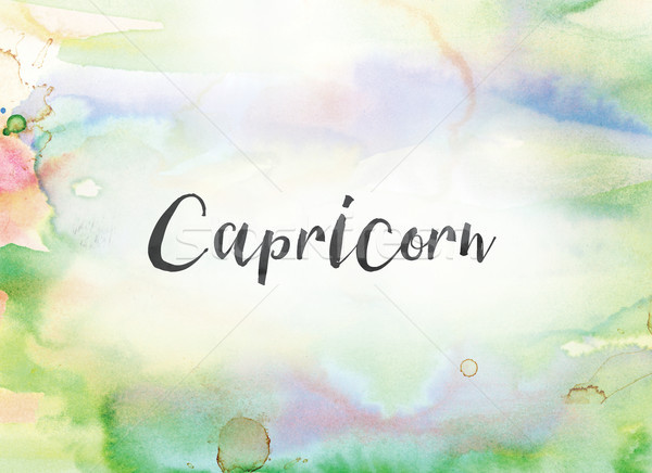 Capricorn Concept Watercolor and Ink Painting Stock photo © enterlinedesign