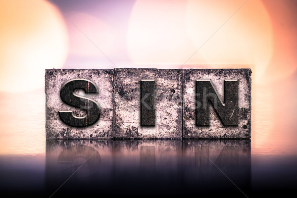 Pecado vintage tipo palabra escrito Foto stock © enterlinedesign