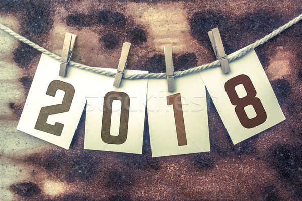 2018 Concept Pinned Stamped Cards on Twine Theme Stock photo © enterlinedesign