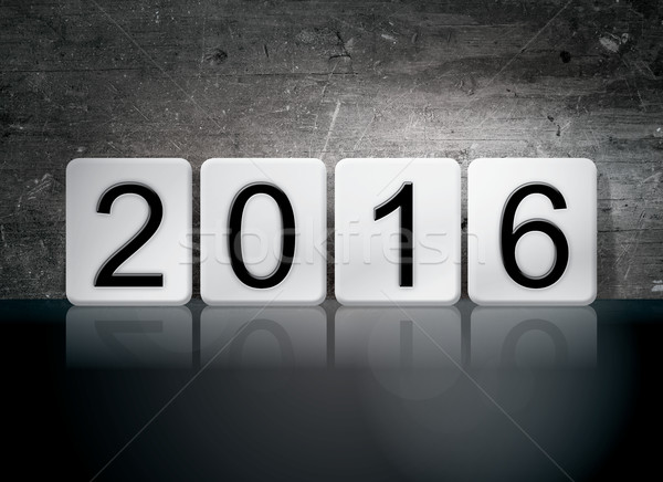 2016 csempézett levelek szó írott fehér Stock fotó © enterlinedesign