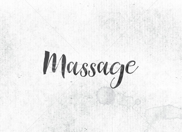 Stockfoto: Massage · geschilderd · inkt · woord · zwarte · aquarel