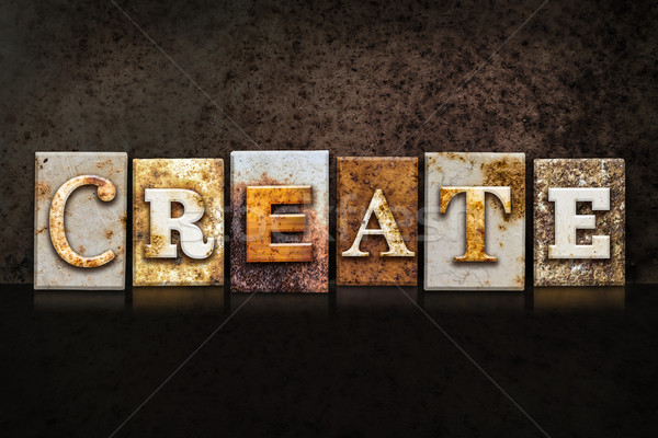 Create Letterpress Concept on Dark Background Stock photo © enterlinedesign