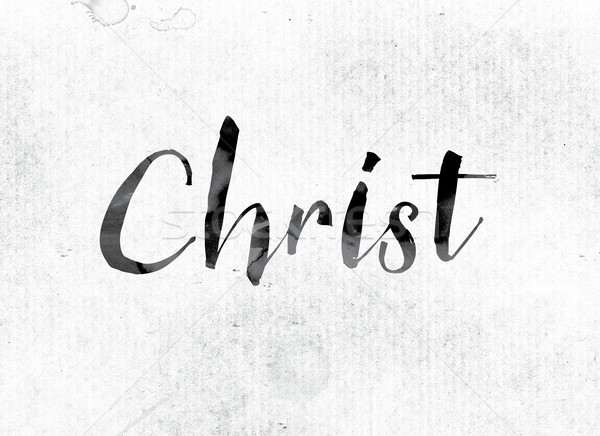 Cristo pintado tinta palabra acuarela blanco Foto stock © enterlinedesign