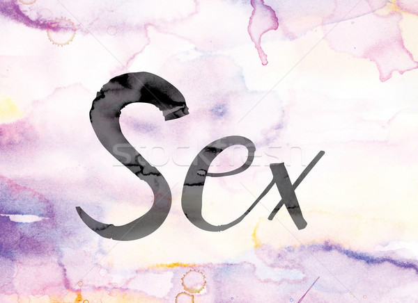 Sex colorat acuarela cerneală cuvant artă Imagine de stoc © enterlinedesign