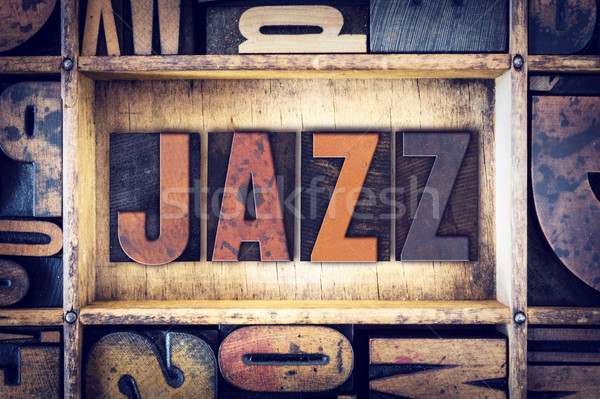 Jazz Buchdruck Typ Wort geschrieben Jahrgang Stock foto © enterlinedesign