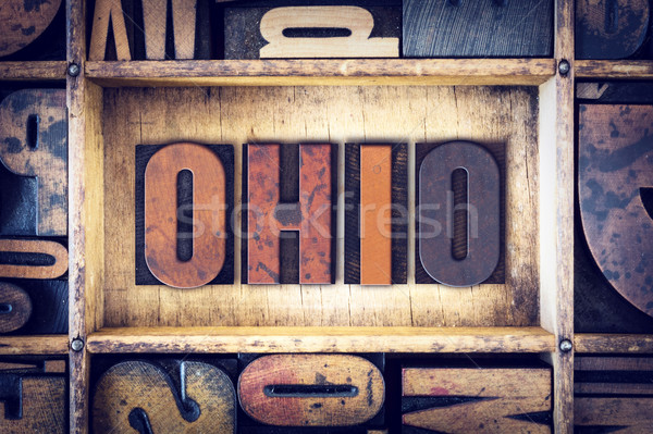 Ohio Concept Letterpress Type Stock photo © enterlinedesign