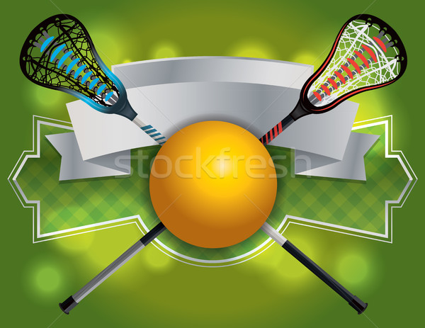 Lacrosse embleem banner illustratie spel bal Stockfoto © enterlinedesign