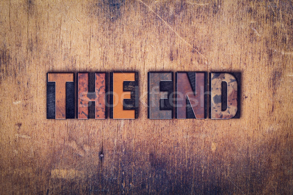 The End Concept Wooden Letterpress Type Stock photo © enterlinedesign