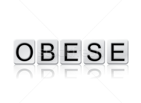 Obeso isolato piastrellato lettere parola scritto Foto d'archivio © enterlinedesign