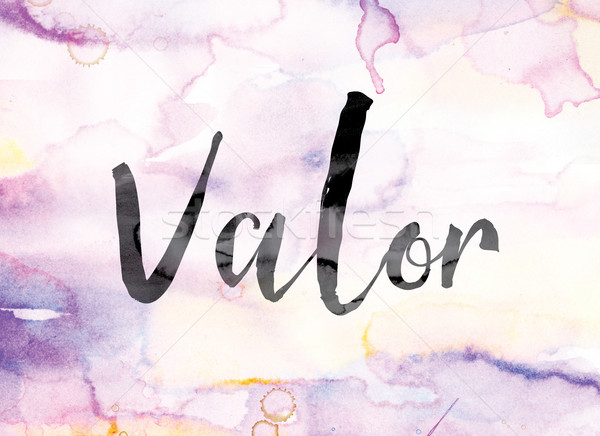 Stock photo: Valor Colorful Watercolor and Ink Word Art